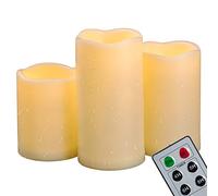 10,2 cm 12,7 cm 15,2 cm Lot de 3 bougies pilier à LED étanches avec télécommande et minuteur Pour extérieur et intérieur - Avec piles vacillantes - En plastique - Sans flamme - décoration d'intérieur