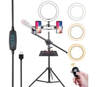10.2'' Lumière Anneau À Trépied Et Support De Téléphone,Ring Light Kit Led 3 Modes D'Éclairage 10 Niveaux De Luminosité,Pour Streaming/Maquillage,10.2Inch
