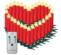 10/20/30/40 Bougies de Noël LED Guirlande lumineuse de bougies Bougies de Noël Bougies d'arbre de Noël avec télécommande sans fil, Rot, 20er