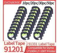 10/20/30/50pcs 91331 91201 12mm ruban d'étiquettes en plastique multicolore Compatible Dymo LetraTag étiqueteuse ruban de papier pour LT100H LT-100T White--30pcs