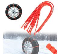 10/20/40/80/100pcs Universal Reusable Anti-Skid Nylon Tire Chains, Snow Chains for Car Tires, 35in Adjustable Zip Tie Snow Traction Cables for Emergency Car Truck SUV on Mud/Ice Road (20 pcs,Red)