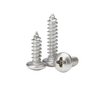 10/20/50/100 pièces M2/2.2/2.6/3/3.5/4/5/6 vis autotaraudeuses à tête ronde 316 bois cylindrique en acier inoxydable empreinte croisée(25mm,M4(50pcs))