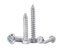 10/20/50/100 Pièces M3 M4 M5 M6 M8 Blanc Zingué Croix Hexagonale Extérieure Bride Vis Autotaraudeuses Avec Joints À Bois Galvanisées(16mm,M4 (50PCS))