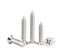 10/20/50pcs M3.5 M3.9 M4.2 M4.8 M5.5 M6.3 GB846 304 Stainless Steel Cross Flat Countersunk Head Self-tapping Wood Screw(38mm,50pcs M3.5)