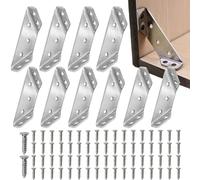 10/20 Pièces Connecteurs d'angle en Acier Inoxydable, Équerre de Fixation Metal, Equerre Assemblage avec Vis, Support d'angle pour la Fixation et Réparation de Étagère Armoire Chaise Table Meubles