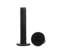 10-200pcs M1.6/M2/M2.5/M3/M4/M5/M6 Vis machine à tête plate large à entaille croisée en acier inoxydable noir, M6x12x25mm