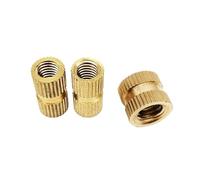 10/25/50 pièces M1.6 M2.5 M3 M4 M5 Écrous à insert moletés en laiton massif et cuivre pur, moulés par injection(Length 3mm,25pcs M4 (OD 6.3mm))