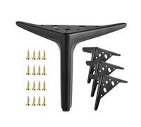 10-25cm Pieds de Meubles en Métal Lot de 4, Pied Canapé Triangulaires de Remplacement, Pieds de Remplacement Modernes Bricolage avec Vis et Patins(Matte Black,12cm/4.7")