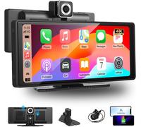 10.26 Inch Portable Car Radio with CarPlay Android Wireless Car Display,4K Dash Cam and 1080P Rear View Camera,3 in 1 with IPS Touch Screen,Car Play Bluetooth/FM/AUX/Card