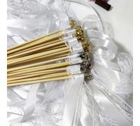10/30/50 pièces Baguette magique blanche avec rubans, clochettes en dentelle tournantes de couleur or et argent. Accessoires d'acclamation pour mariage, célébration, fête de Noël, Nouvel An, décoratio