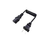 10-30cm Black Câble d'alimentation rétractable à 3 broches ca vers NEMA 1-15P JP US, cordon d'alimentation Portable court, 10-30cm, 2x320mm, IEC H03VVH2-F C13