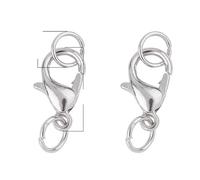 10/30pcs Acier Inoxydable Plaqué Or Homard Fermoir Ouvert Anneaux de Saut pour Bracelet Collier Chaînes Connecteur DIY Fabrication de Bijoux-12mm Rhodium,10set