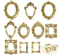 10/5/1 pièce Mini Cadre Doré - Cadre de style baroque vintage en résine, convient pour une présentation murale/de bureau, pour l'affichage de bijoux DIY et la décoration de fête - Décoration de bureau