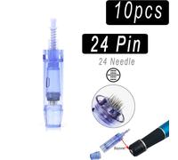 10/50/100 Pièces Dr Pen A1 Cartouche D'aiguille Pour Derma Pen Microneedling Machine À Tatouer Baïonnette Remplacer Timbre 9 12pin 36pin Rond Nano Ultima -A1 Aiguilles De - Type 24pin X10pcs