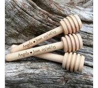 10/50/100 Pièces Louche À Miel En Bois Personnalisée Sur Mesure， Cuillère À Miel Personnalisée， Cadeau Pour Amateur De Miel, Cadeau Gravé Pour La Saint-Valentin, Bâton En Nid D'abeille En Bois(15cm)