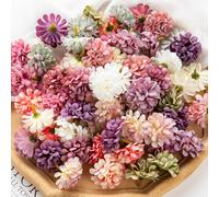 10/50/100 pièces Têtes de marguerite et d'œillet miniatures de couleurs mélangées, décoration de vase en tissu de soie pour l'automne, décoration de nouvel an pour la maison, bouquet de mariage de jar