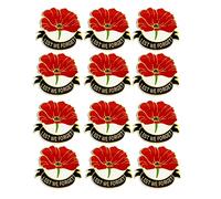 10/50/2000 Broche en métal en forme de coquelicot Lest We Forget Pins Journée des anciens combattants Coquelicots en vrac Jour commémoratif Jour du Souvenir Cadeau souvenir, Rouge, 1.2x1.2inch