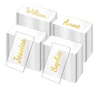 10/50 pièces Cartes de placement en acrylique transparent - Étiquettes de noms de sièges rectangulaires vierges pour mariage, anniversaire, décorations de table de dîner - Étiquettes de marquage trans