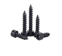 10/50Pcs M1.7 M2 M2.6M3 M3.5 M4 M5 M6 304 Stainless Black Carbon Steel Hex Hexagon Socket Cap Head Wood Self-tapping Screw(Black carbon steel,16mm,50pcs M2)