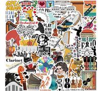 10/52pcs Musique Orchestrale Violon Autocollants Bricolage Planche À Roulettes Ordinateur Portable Étanche Graffiti Dessin Animé Autocollants Pour Enfants