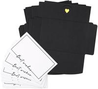10.5x7cm Petite Enveloppes,Enveloppe Mariage,Avec 25 Cartes Vierges,Enveloppe Carrée Noir,Avec Boucle En Forme De Coeur,Pour Carte De V?Ux, Carton D'invitation(Best Wish) 25 Pièces