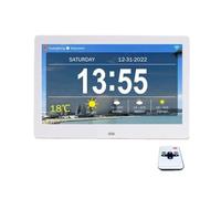 10/7 Pouces WiFi Senior Démence Calendrier Horloge Cadre Photo Numérique LED Grand Écran Affichage Heure Date Prévisions Météorologiques Facile Partager Moments(10 inch White)