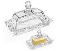 10,8 * 6,7 * 6,5 CM Beurrier Verre Avec Couvercle, Beurrier en Verre, Beurriers Carré Avec Couvercle, Petit Beurrier, Adapté À Une Utilisation Au Réfrigérateur Et Sur la Table