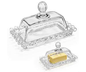 10,8 * 6,7 * 6,5 CM Beurrier Verre Avec Couvercle, Beurrier en Verre, Beurriers Carré Avec Couvercle, Petit Beurrier, Adapté À Une Utilisation Au Réfrigérateur Et Sur la Table