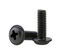 10 à 100 vis cruciformes noires M2 M2.5 M3 M4 M5 M6 avec rondelles for l'installation de la carte mère du boîtier de l'ordinateur(M6X10 10PCS)