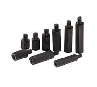 NORAZE 10 à 50 pièces entretoises en Nylon mâle à Femelle M3 M4 M5 * L + 6 entretoises en Nylon for PCB Blanc et Noir, vis d'espacement en Plastique for Colonne(Black,15MM_M5 10PCS)