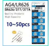 10 à 50 pièces Piles boutons AG4 377 SR626 SR626SW Pile alcaline de type coin pour montre, jouets, horloge avec 1 tournevis offert 10 pièces,30 pièces,40 pièces,20 pièces,50 piècesZinc