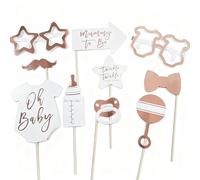 10 Accessoires Photo Baby Shower Or Rosé - Décorations Photo Bébé pour Filles ou Garçons, Accessoires Anniversaire & Fête Nouveau-Né