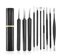 10 aiguilles à boutons en acier au carbone, portables, élimination des points noirs, extracteur de beauté multifonctionnel pour le visage avec boîtier en aluminium