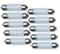 10 Ampoules Navettes T11x41 - 12v 10w 2800k