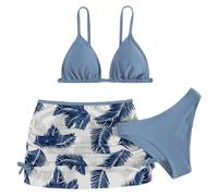 10 ans enfant fille 3 pièces maillots de bain maillot de bain solid bikini tops culottes imprimé jupe ensemble maillot de bain femme noir, bleu clair, 11-12 ans