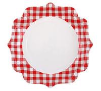 10 ASSIETTES CARTON ACCOLADES VICHY 21CM ROUGE- VAISSELLE DE FÊTE