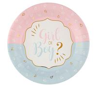 10 ASSIETTES CARTON BABY GENDER Ø22.5CM BICOLORE- VAISSELLE DE FÊTE