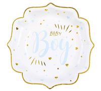 10 Assiettes Carton Baby Shower Boy 21CM Bleu