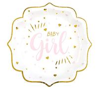 10 Assiettes Carton Baby Shower Girl 21CM Rose