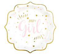 10 Assiettes Carton Baby Shower Girl 21CM Rose