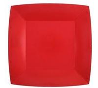 Santex 10 ASSIETTES CARTON BIO CARRÉES 18CM ROUGE
