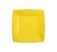 Santex mariage - 10 Assiettes Carton Bio CARRÉES 23CM Jaune
