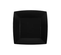 Generique Assiettes en carton bio carrées 23 cm Noir – Lot de 10 – Vaisselle de fête