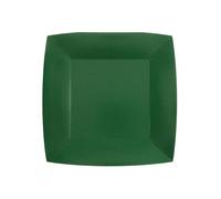 10 ASSIETTES CARTON BIO CARRÉES 23CM VERT FONÇÉ- VAISSELLE DE FÊTE