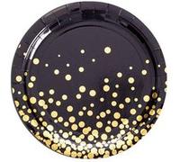 10 assiettes carton confettis or 22.5cm noir - générique 730135 Noir G