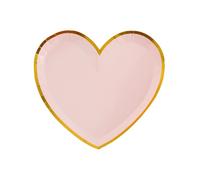 Santex Assiettes carton Cœur Rose et Or 22,5 x 20 cm – 10 pièces