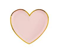 10 Assiettes Carton cœur Rose et Or 22,5 x 20 cm - Rose - Taille Unique