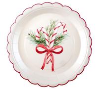 10 ASSIETTES CARTON RONDES NOËL GOURMAND 22.5CM Blanc