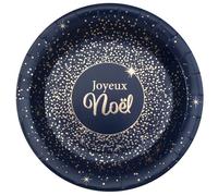 10 ASSIETTES CARTON SCINTILLANTES NOËL 23CM BLEU
