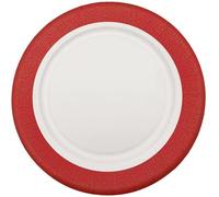 10 Assiettes en carton Paillettes Rouge/Or - 23cm